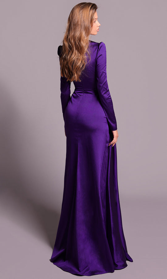 Tarik Ediz 99070 - Long Sleeve Ruched Taffeta Dress