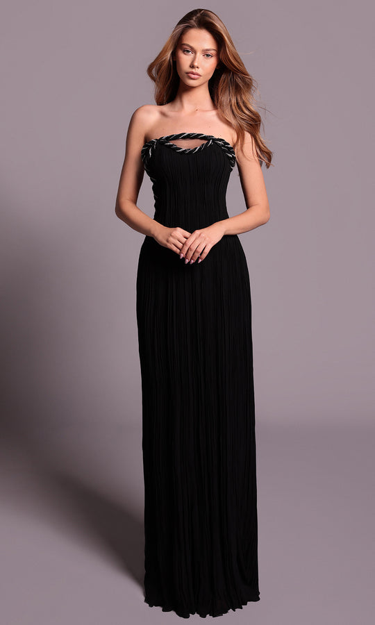 Tarik Ediz 99088 - Illusion Cutout Straight Neckline Dress