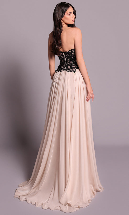 Tarik Ediz 99101 - Lace Bodice Strapless Gown with Flowing Skirt