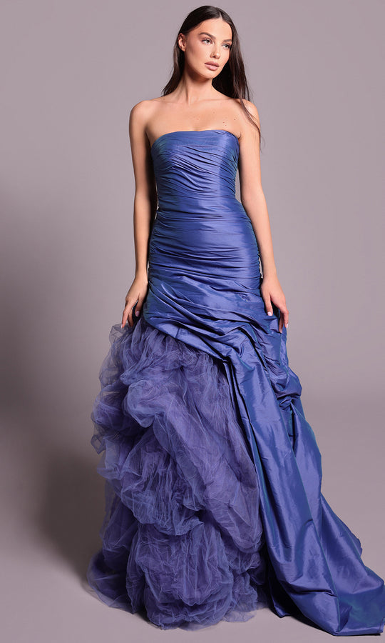 Tarik Ediz 99103 - Ruffled Skirt Strapless Evening Dress