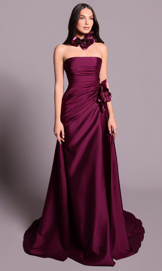 Tarik Ediz 99106 - Strapless Dress with 3D Floral Accent