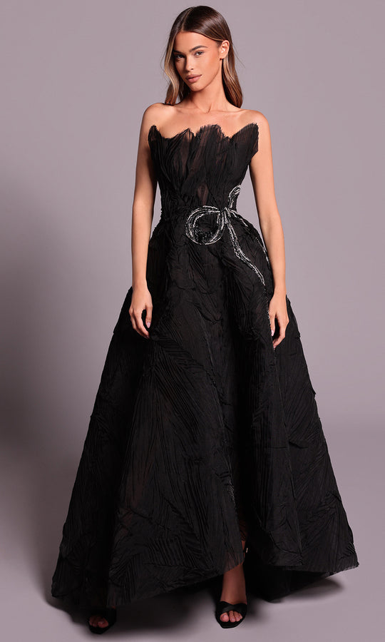 Tarik Ediz 99117 - Strapless Textured A-line Evening Dress