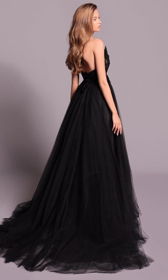 Tarik Ediz 99118 - Strapless Applique Tulle Evening Dress