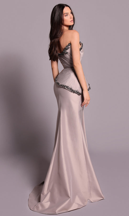 Tarik Ediz 99119 - Strapless Beaded Trim Evening Dress