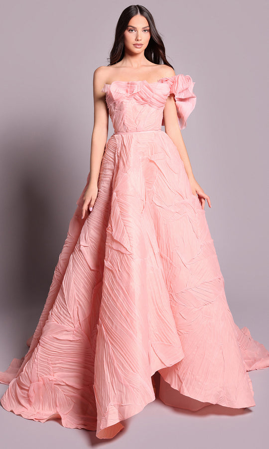 Tarik Ediz 99125 - Off Shoulder Crushed Organza Ballgown