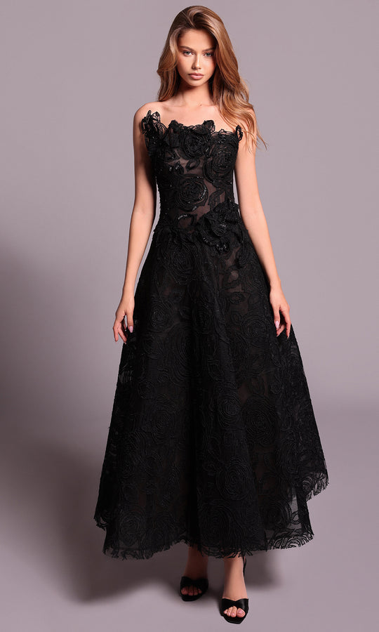 Tarik Ediz 99135 - Lace Illusion A-line Evening Dress