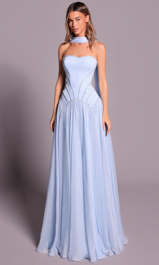 Tarik Ediz 99136 - Semi-Sweetheart Beaded Chiffon Dress