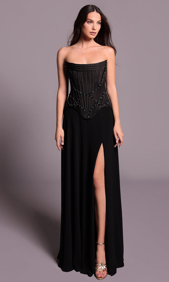 Tarik Ediz 99143 - Corset Bodice Scoop Neck Evening Dress