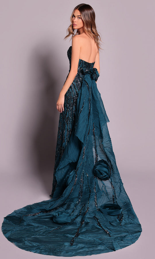Tarik Ediz 99153 - Embellished Strapless Overskirt Dress