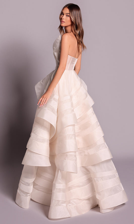 Tarik Ediz 99156 - Tiered Skirt Strapless Organza Gown