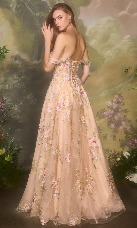 Andrea and Leo A1480 - Floral Corset Bodice A-Line Evening Dress