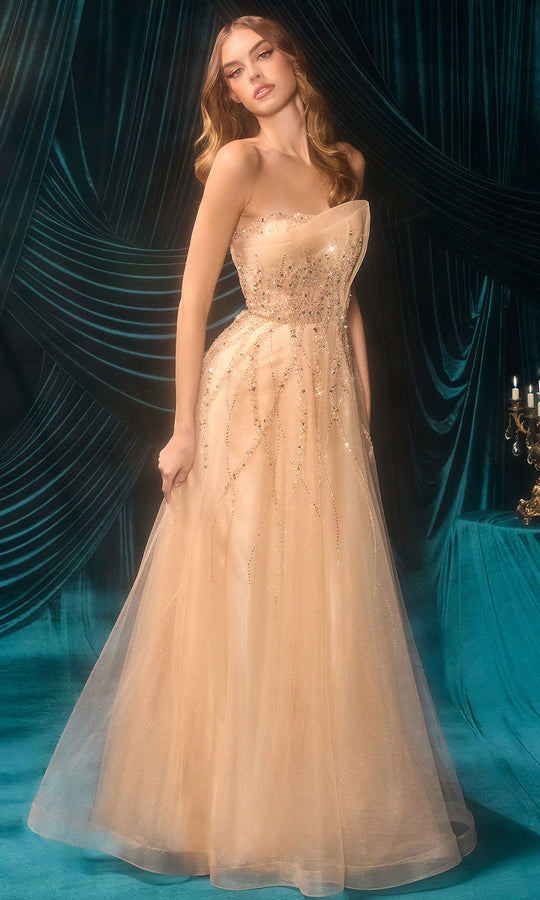 Andrea and Leo A1491 - Beaded A-Line Skirt Evening Gown