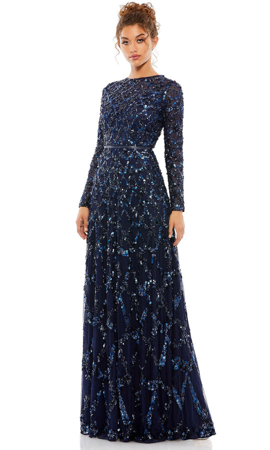 Mac Duggal A5496 - Sequin Long Sleeve Embroidered Gown