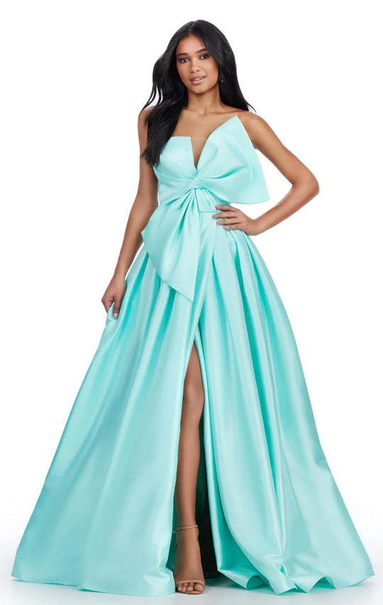 Ashley Lauren 11609 - V-Neck Oversized Bow Prom Ballgown