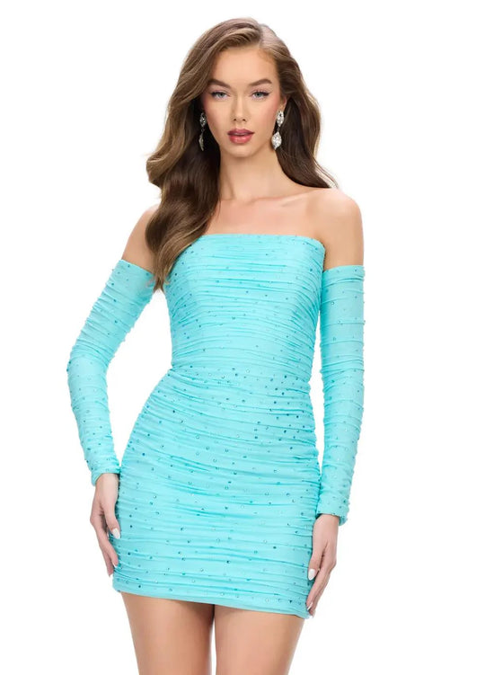 Ashley Lauren 4698 - Ruched Sheath Cocktail Dress