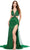 Ashley Lauren 11399 - Liquid Beaded Cut Out Long Gown Evening Dresses 0 / Emerald