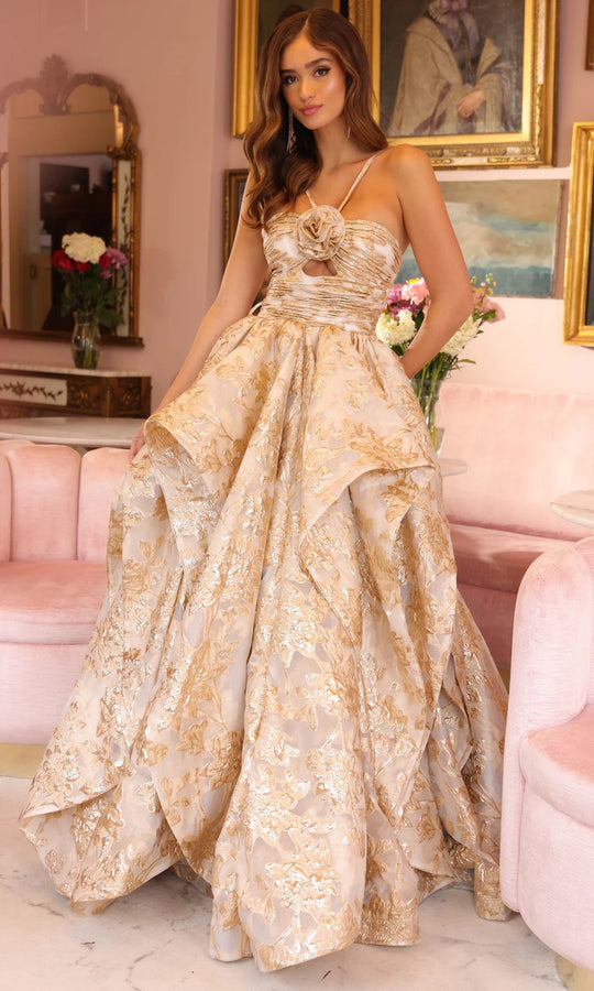 Ava Presley 40049 - Sweetheart Textured Ballgown with Rose Detail