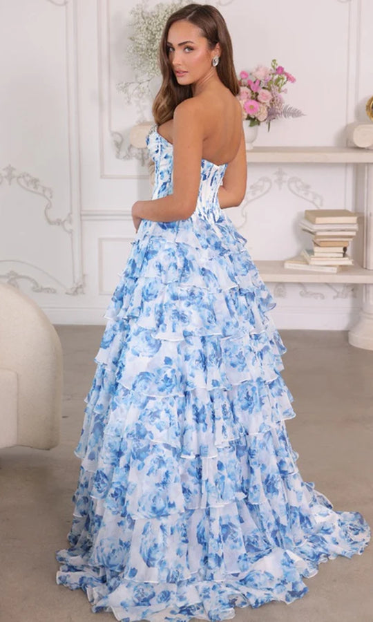 Ava Presley 26441 - Printed Chiffon Tiered Ruffle Gown
