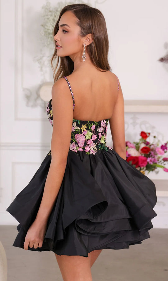 Ava Presley 26348 - Floral Embroidered Layered A-line Dress