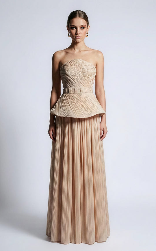 MNM COUTURE B1186 - Woven Texture A-Line Strapless Evening Gown