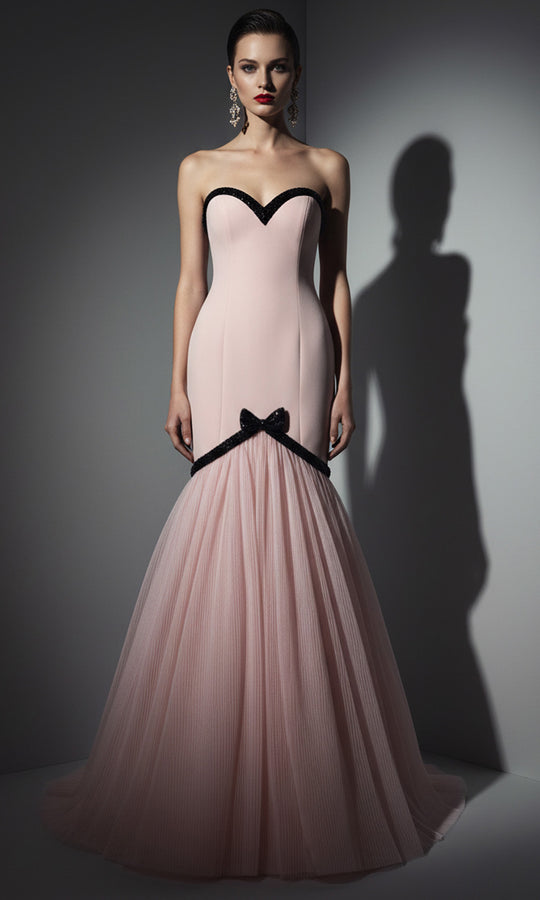 MNM COUTURE B1203 - Sequin Trim Mermaid Evening Dress