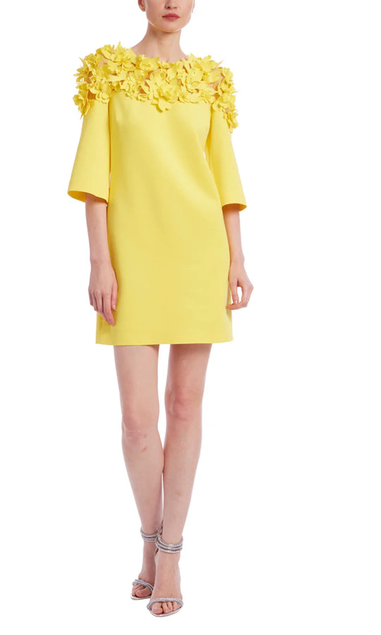 Badgley Mischka BSD5330 - 3D Floral Applique Jewel Short Dress