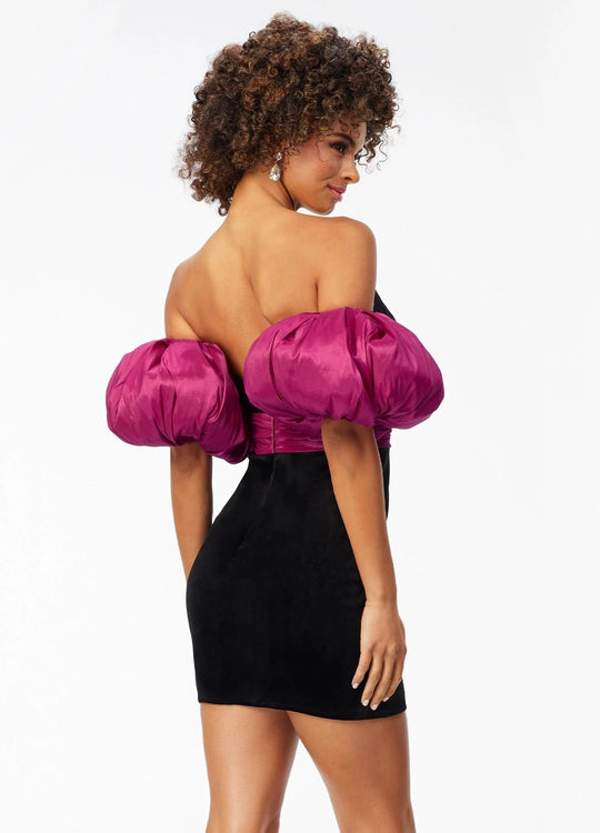 Ashley Lauren 4559 - Puffed Off-Shoulder Cocktail Dress