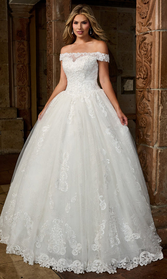 Rachel Allan MB6083 - Off Shoulder Shimmer Lace Bridal Gown