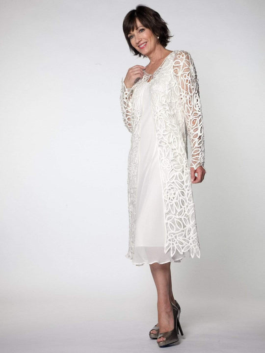 Soulmates - C88001SC Embroidered 2 Piece Midi Dress