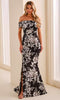 Cameron Blake CB441 - Off Shoulder Floral Mermaid Dress In Black