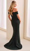 Cameron Blake CB442 - Off Shoulder Beaded Waist Formal Dress In Green