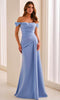 Cameron Blake CB444 - Lace Applique Cap Sleeve Formal Dress In Blue