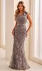 Cameron Blake CB446 - Soutache Embroidered One Shoulder Dress In  Brown