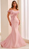 Cameron Blake CB447 - Lace Applique Mermaid Long Dress In Pink