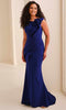 Cameron Blake CB448 - Sleeveless Asymmetric Neck Formal Dress In Blue
