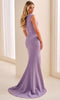 Cameron Blake CB448 - Sleeveless Asymmetric Neck Formal Dress In Purple