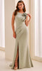 Cameron Blake CB448 - Sleeveless Asymmetric Neck Formal Dress In Green