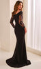 Cameron Blake CB449 - Lace Applique Fitted Off Shoulder Dress In Black