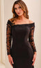 Cameron Blake CB449 - Lace Applique Fitted Off Shoulder Dress In Black