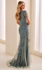Cameron Blake CB450 - Embroidered Illusion Short Sleeve Formal Dress In Green
