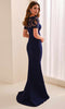 Cameron Blake CB451 - Short Sleeve Illusion Lace Evening Dress In Blue