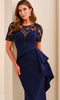 Cameron Blake CB451 - Short Sleeve Illusion Lace Evening Dress In Blue