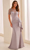 Cameron Blake CB451 - Short Sleeve Illusion Lace Evening Dress In Gray