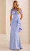 Cameron Blake CB451 - Short Sleeve Illusion Lace Evening Dress In Purple