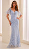 Cameron Blake CB453 - Embroidered Tulle Flutter Sleeve Formal Dress In Blue