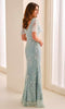 Cameron Blake CB453 - Embroidered Tulle Flutter Sleeve Formal Dress In Green