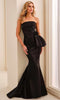 Cameron Blake CB454 - Bow Detail Strapless Mermaid Dress In Black