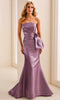 Cameron Blake CB454 - Bow Detail Strapless Mermaid Dress In Purple