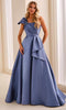 Cameron Blake CB456 - Peplum Waist One Shoulder Ballgown In Blue