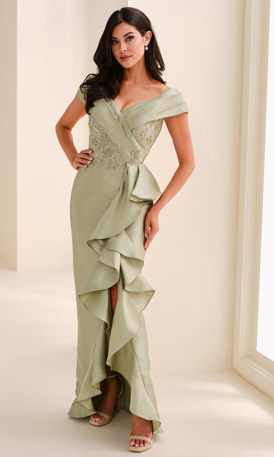 Cameron Blake CB823 - Off Shoulder Ruffle Sheath Gown